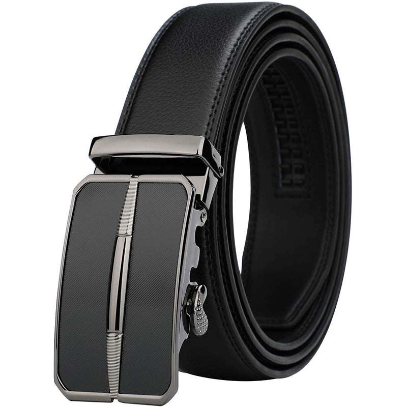 Men's Real Leather Ratchet | Dress Belt with Automatic Buckle |Elegant Gift Box | Black Style41