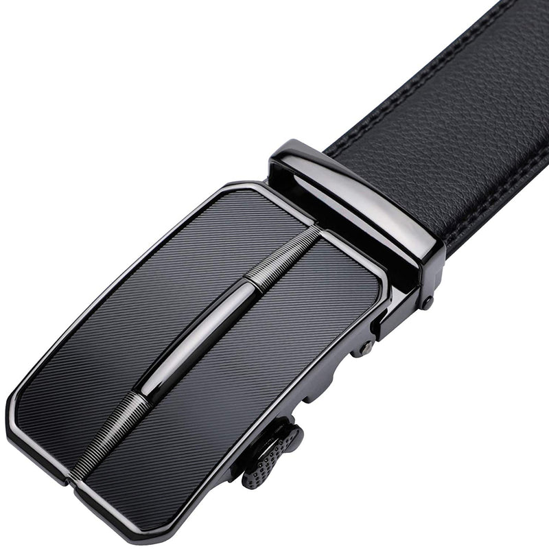 Men's Real Leather Ratchet | Dress Belt with Automatic Buckle |Elegant Gift Box | Black Style41