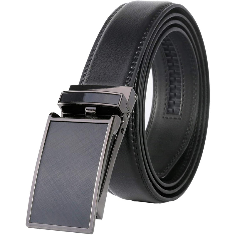 Men's Real Leather Ratchet | Dress Belt with Automatic Buckle |Elegant Gift Box | Black Style44