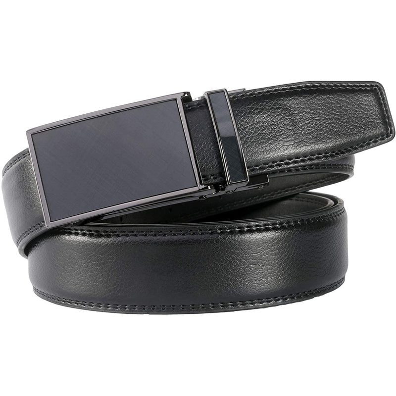 Men's Real Leather Ratchet | Dress Belt with Automatic Buckle |Elegant Gift Box | Black Style44