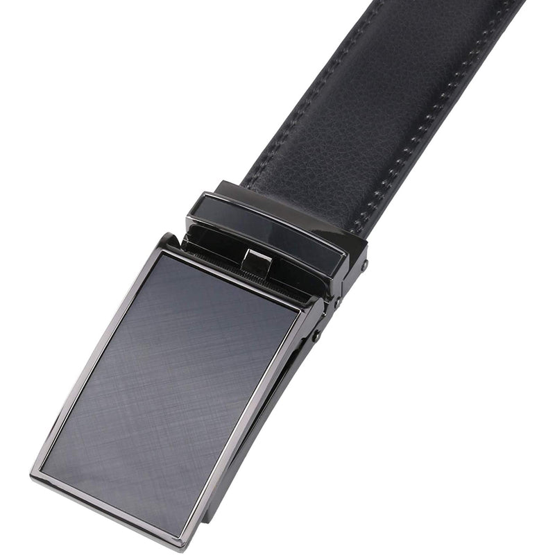 Men's Real Leather Ratchet | Dress Belt with Automatic Buckle |Elegant Gift Box | Black Style44