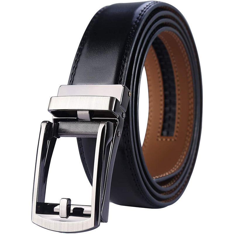 Men's Real Leather Ratchet | Dress Belt with Automatic Buckle |Elegant Gift Box | Black Style47