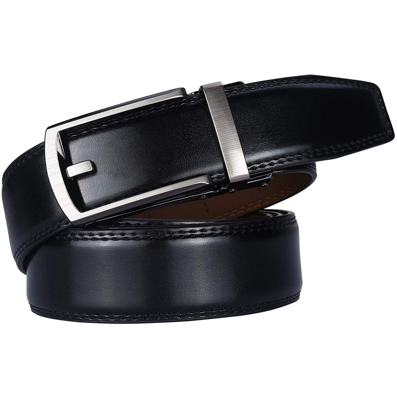 Men's Real Leather Ratchet | Dress Belt with Automatic Buckle |Elegant Gift Box | Black Style47