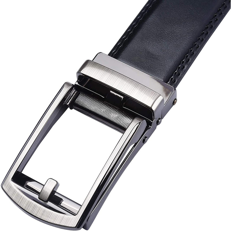 Men's Real Leather Ratchet | Dress Belt with Automatic Buckle |Elegant Gift Box | Black Style47