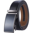 Men's Real Leather Ratchet | Dress Belt with Automatic Buckle |Elegant Gift Box | Black Style48
