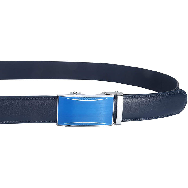 Men's Real Leather Ratchet | Dress Belt with Automatic Buckle |Elegant Gift Box | Blue Style5