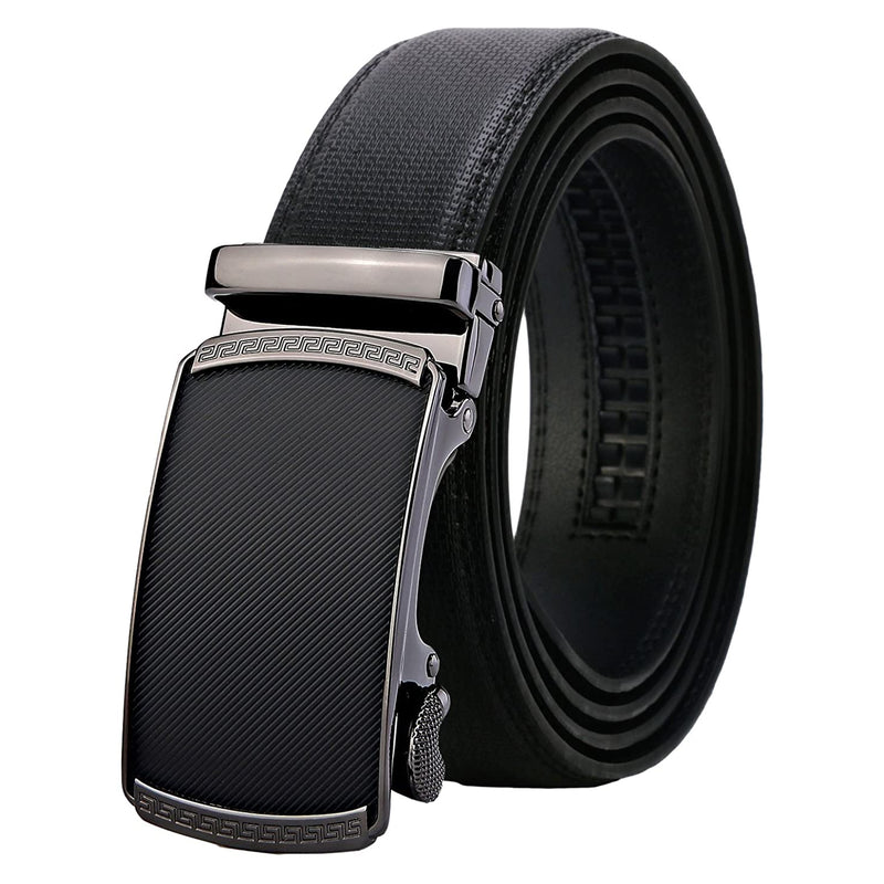Men's Real Leather Ratchet | Dress Belt with Automatic Buckle |Elegant Gift Box | Black Style50