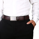 Men's Real Leather Ratchet | Dress Belt with Automatic Buckle |Elegant Gift Box | Brown Style10