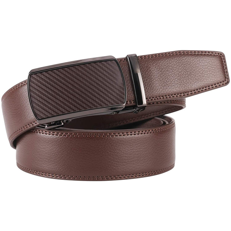 Men's Real Leather Ratchet | Dress Belt with Automatic Buckle |Elegant Gift Box | Brown Style14