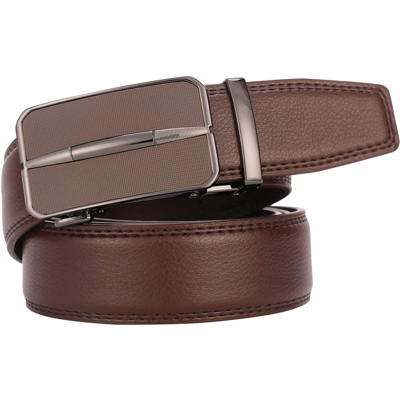 Men's Real Leather Ratchet | Dress Belt with Automatic Buckle |Elegant Gift Box | Brown Style17