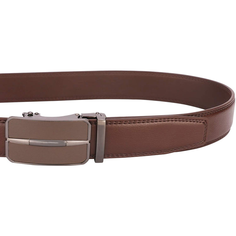 Men's Real Leather Ratchet | Dress Belt with Automatic Buckle |Elegant Gift Box | Brown Style17