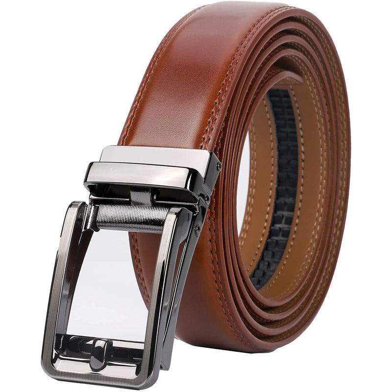 Men's Real Leather Ratchet | Dress Belt with Automatic Buckle |Elegant Gift Box | Brown Style20