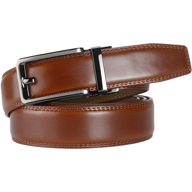 Men's Real Leather Ratchet | Dress Belt with Automatic Buckle |Elegant Gift Box | Brown Style20