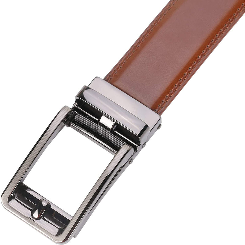 Men's Real Leather Ratchet | Dress Belt with Automatic Buckle |Elegant Gift Box | Brown Style20