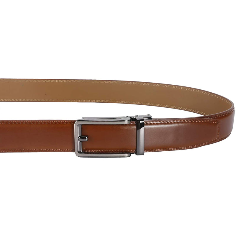 Men's Real Leather Ratchet | Dress Belt with Automatic Buckle |Elegant Gift Box | Brown Style20