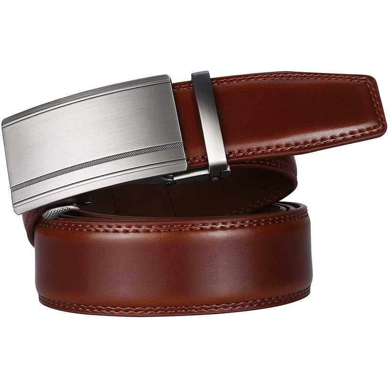 Men's Real Leather Ratchet | Dress Belt with Automatic Buckle |Elegant Gift Box | Brown Style22