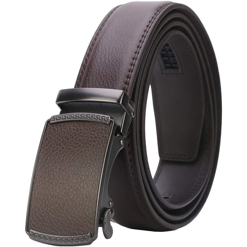 Men's Real Leather Ratchet | Dress Belt with Automatic Buckle |Elegant Gift Box | Brown Style23