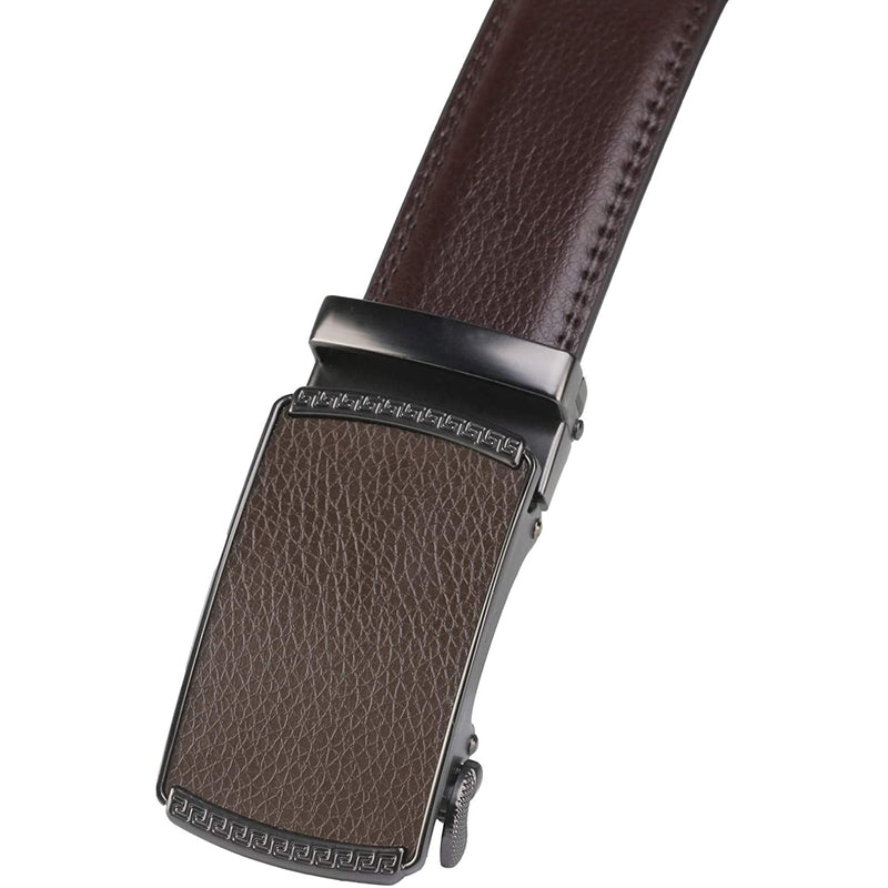 Men's Real Leather Ratchet | Dress Belt with Automatic Buckle |Elegant Gift Box | Brown Style23