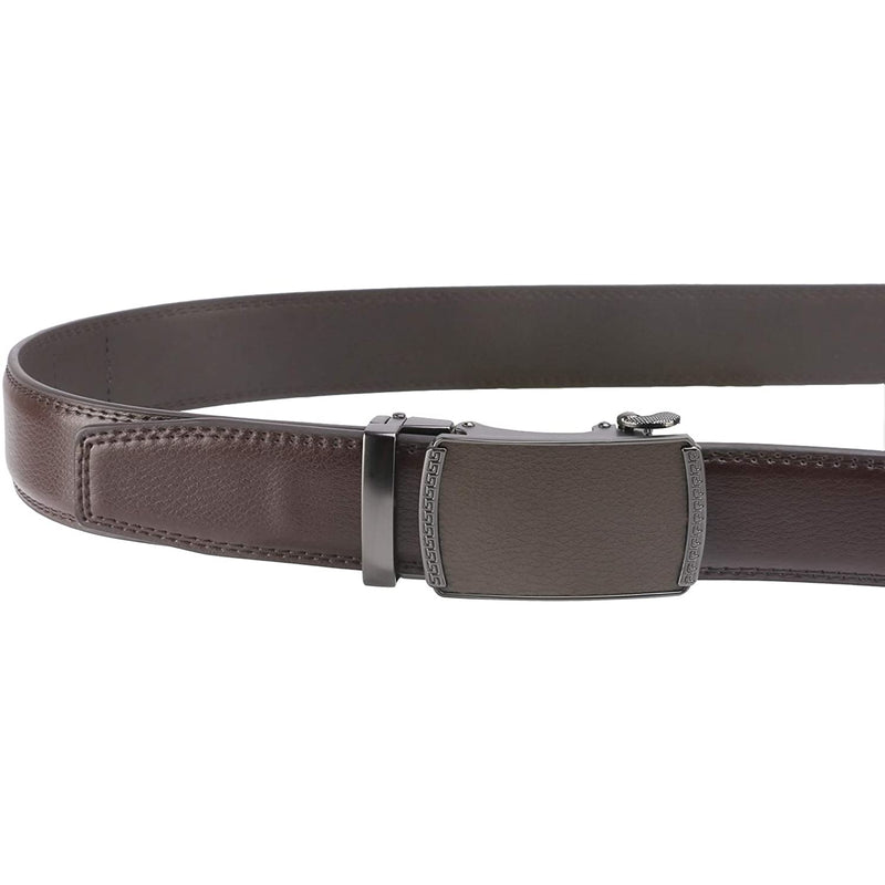 Men's Real Leather Ratchet | Dress Belt with Automatic Buckle |Elegant Gift Box | Brown Style23