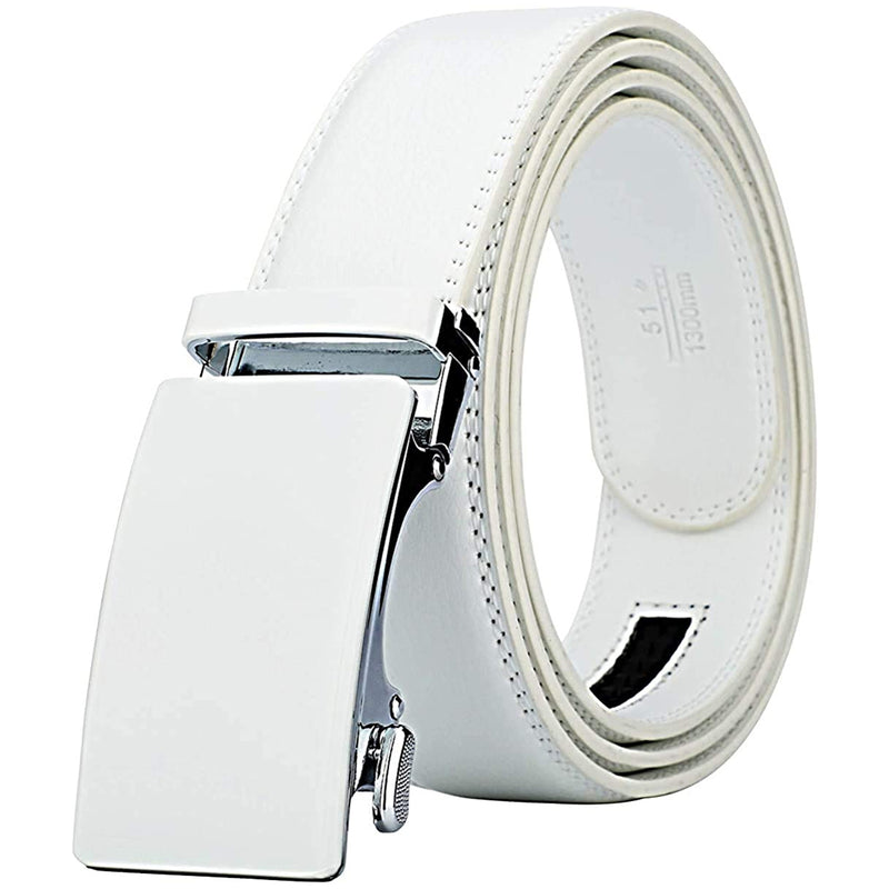 Men's Real Leather Ratchet | Dress Belt with Automatic Buckle |Elegant Gift Box | White Style2