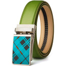 Mens Belt, | Bulliant Designer Click | Genuine Leather Ratchet | Green 1259