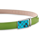Mens Belt, | Bulliant Designer Click | Genuine Leather Ratchet | Green 1259