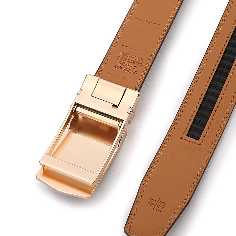 Mens Belt, | Bulliant  Designer Click | Genuine Leather Ratchet | Light Brown 220