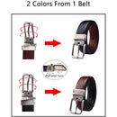 Mens Bulliant Leather Reversible Belt 1.25" Dress Casual | One Reverse For 2 | Black/Light Brown 213