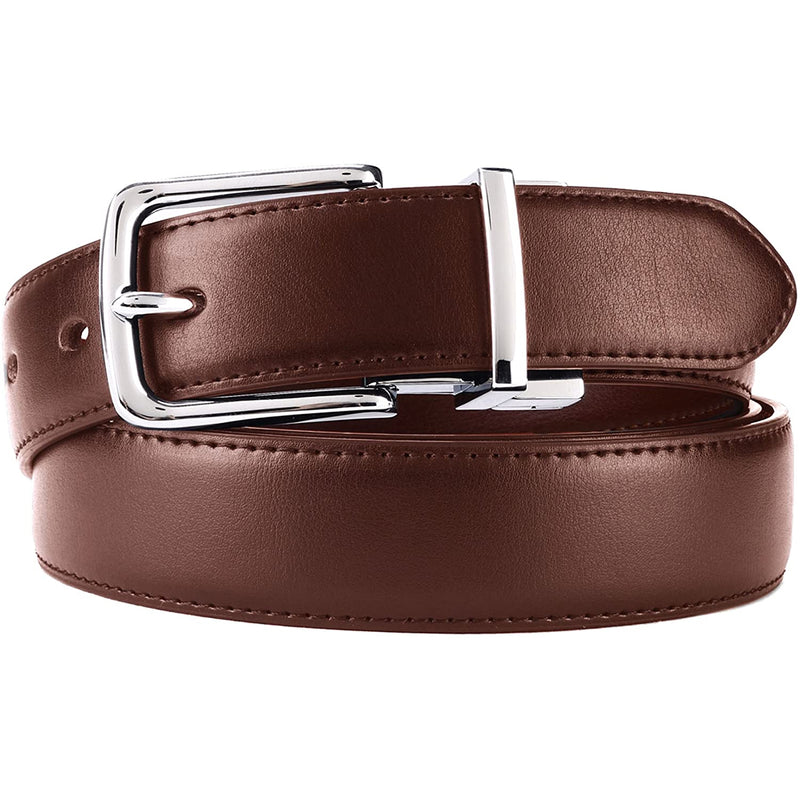 Mens Bulliant Leather Reversible Belt 1.25" Dress Casual | One Reverse For 2 | Black/Light Brown 213