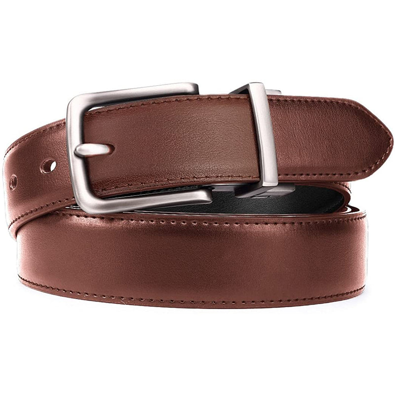 Mens Bulliant Leather Reversible Belt 1.25" Dress Casual | One Reverse For 2