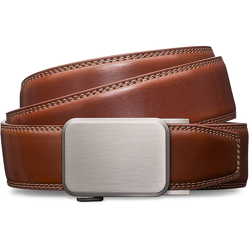 Mens Premium Leather Ratchet  Belt | 1.5” Wide | Dimensional - Burnt Umber