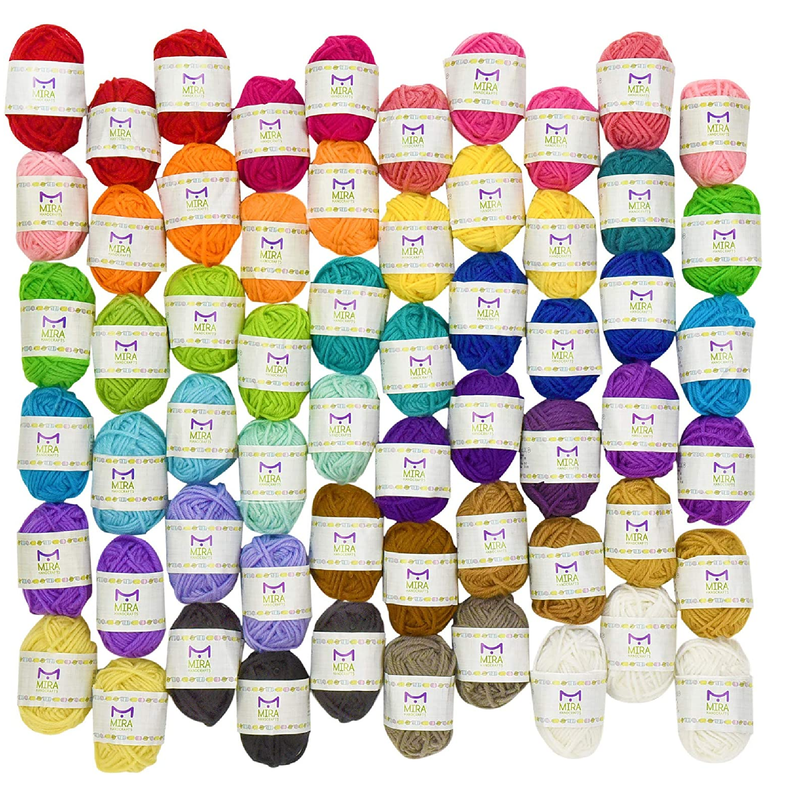 Mira Handcrafts 60 Skeins of Yarn Total of 1312 Yards of Acrylic Yarn for Knitting and Crochet