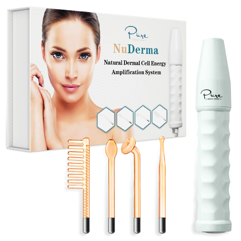 NuDerma Portable Handheld High Frequency Skin Therapy Wand Machine w/Neon