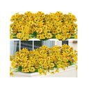 Ouddy Outdoor Artificial Flowers | UV Resistant | Flowers That Do Not Fade | Synthetic Plastic Flowers | Green Bushes For Garden| Porch| Window| Home Decor | 12 Packs