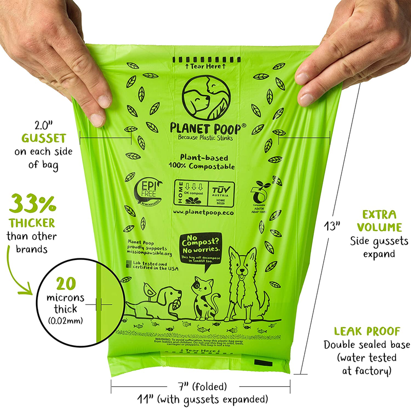 PLANET POOP Home Compostable Dog Poop Bags 180 Premium Bags on Refill Rolls