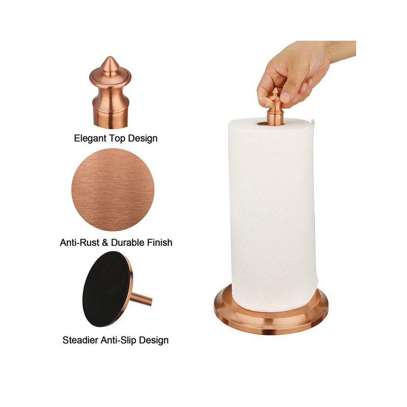 Home Basics Lyon Free-Standing Paper Towel Holder, Rose Gold, KITCHEN  ORGANIZATION