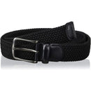 Men's Woven Stretch Leather-Trim Belt | Color Black
