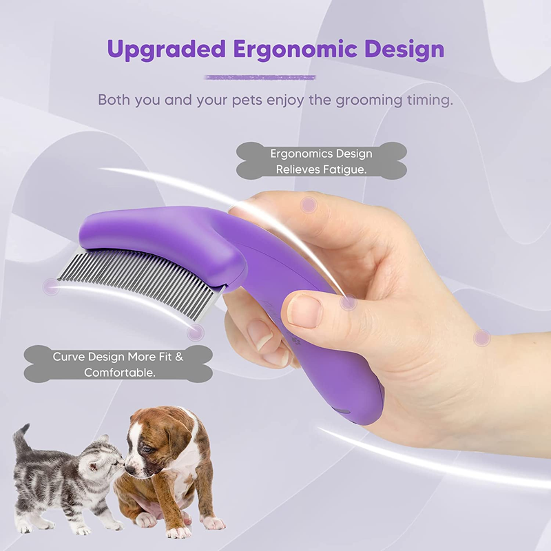 Pet Grooming Slicker Brush with 3 Replaceable Combs