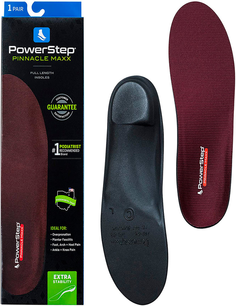 Powerstep Pinnacle Maxx | Full Length Insoles Ideal for plantar fasciiitis | Extra Stability | For Women and Men