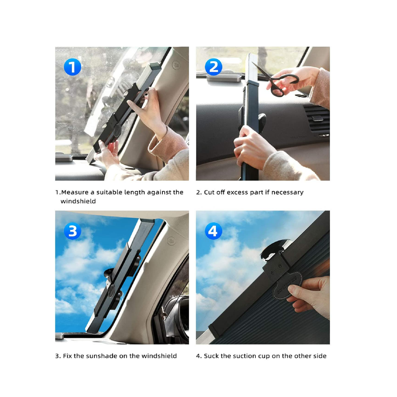 Retractable Car Windshield Sunshade| Large Sunshade Shield Blocks 99% of UV Rays