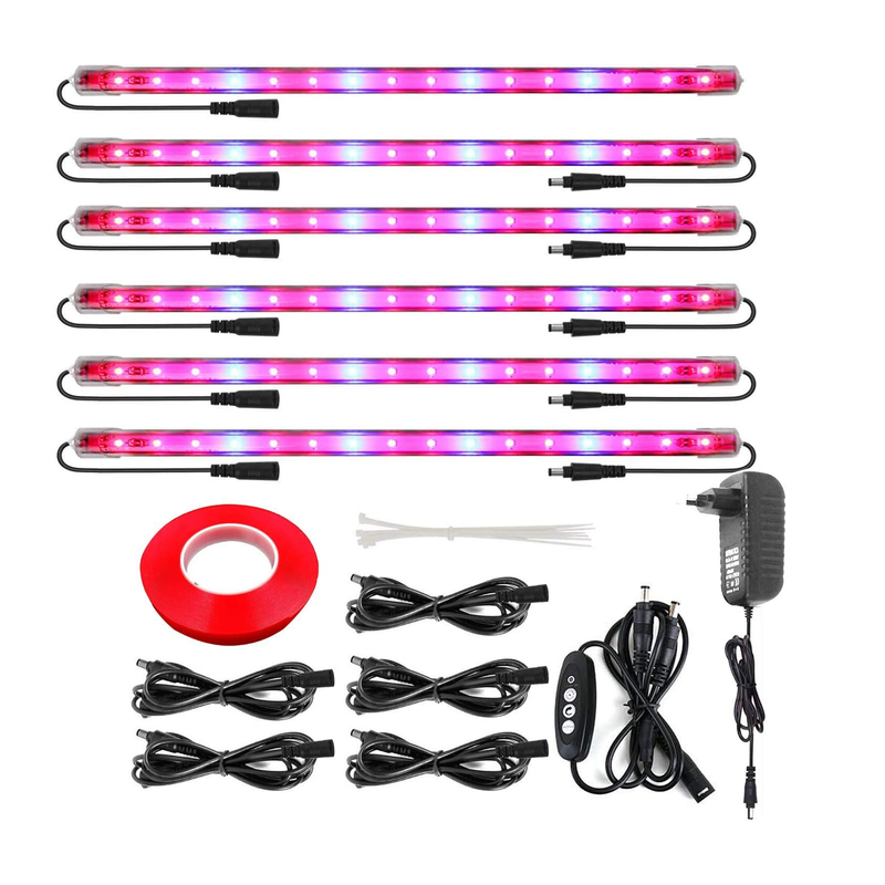 Roleandro Led Grow Light Strips for Indoor Plants | Full Spectrum Auto On & Off T5 Grow Lamp | 6 Pack