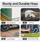 75ft 304 Stainless Steel Garden Hose Metal, Heavy Duty Water Hoses with Nozzles for Yard, Outdoor - Flexible, Never Kink & Tangle, Puncture Resistant