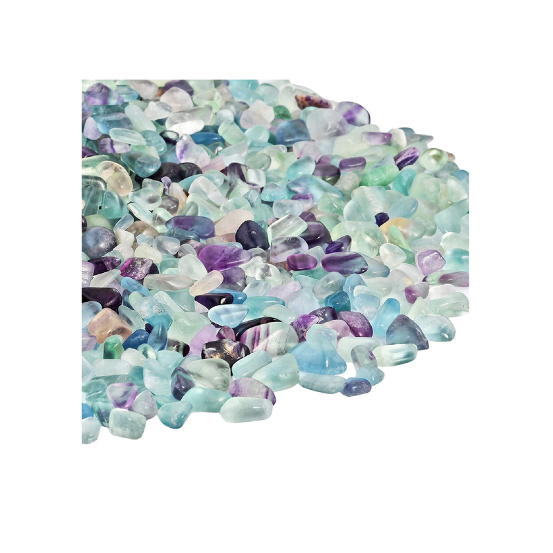 SUNYIK Fluorite Tumbled Chips Stone Crushed Crystal Quartz Pieces Irregular Shaped Stones |1pound |About 460 Gram