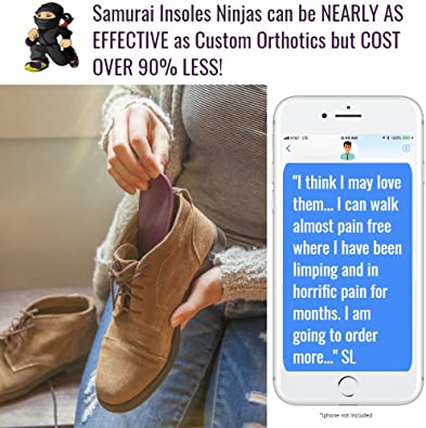 Samurai Insoles Ninjas | Arch Support Shoe Inserts- Plantar Fasciitis, Flat Feet.