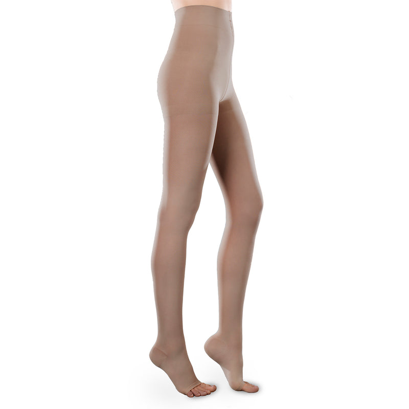 Sheer Ease By Therafirm Open Toe Pantyhose 30- 40 MMHG Sand Large Long (