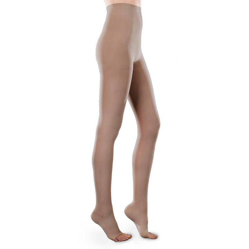 Sheer Ease By Therafirm Open Toe Pantyhose 30- 40 MMHG Sand Small  Long (