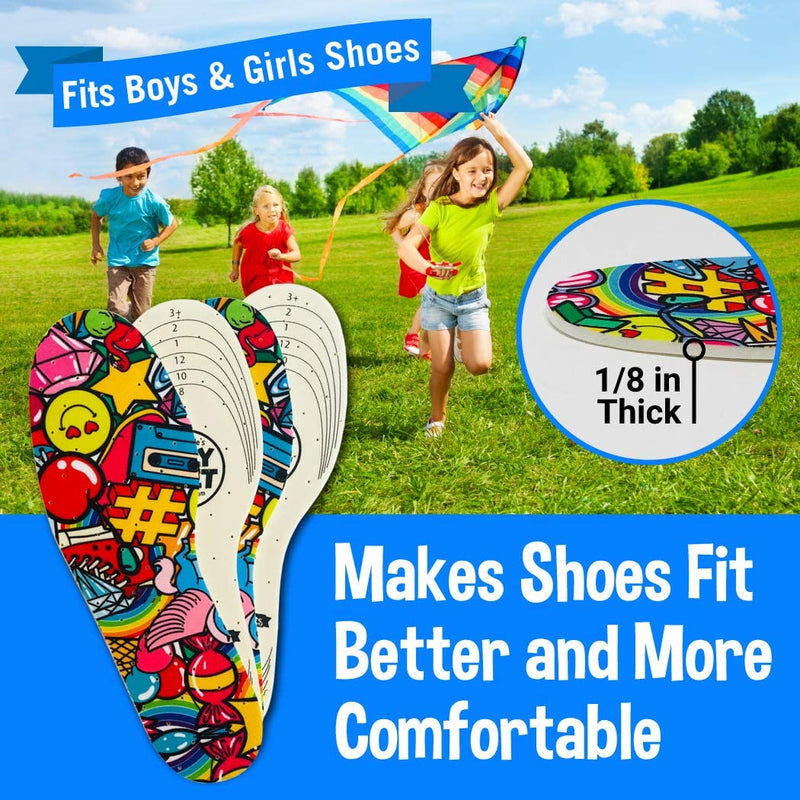 Silly Feet Kids Insoles | Child Replacement Insole Shoe Sole Inserts for Children | 2 Pairs