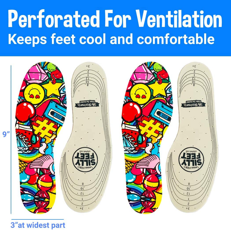 Silly Feet Kids Insoles | Child Replacement Insole Shoe Sole Inserts for Children | 2 Pairs