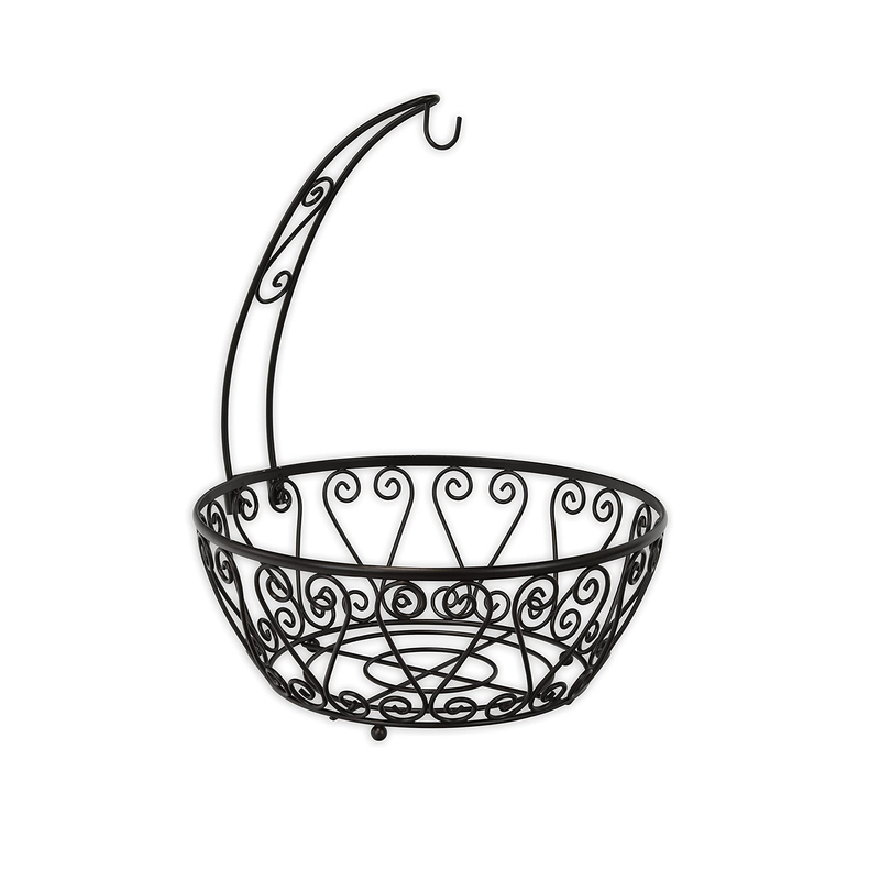 SimpleHouseware Fruit Basket Bowl with Banana Tree Hanger| Bronze