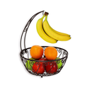 SimpleHouseware Fruit Basket Bowl with Banana Tree Hanger| Bronze